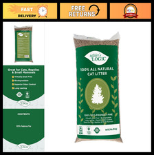 100 Natural Pine Pellet Cat Litter - Dust-Free, Unscented, Biodegradable, 24 lb
