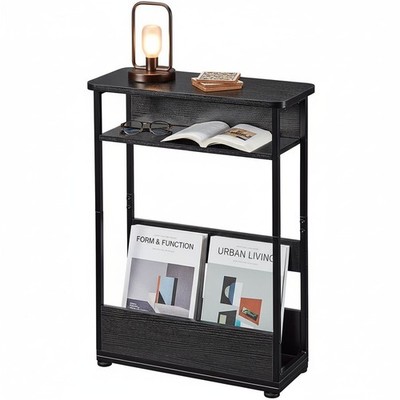 Narrow Side Table,3-Tier Slim End Table with Storage Shelf,Modern Sofa Table ...