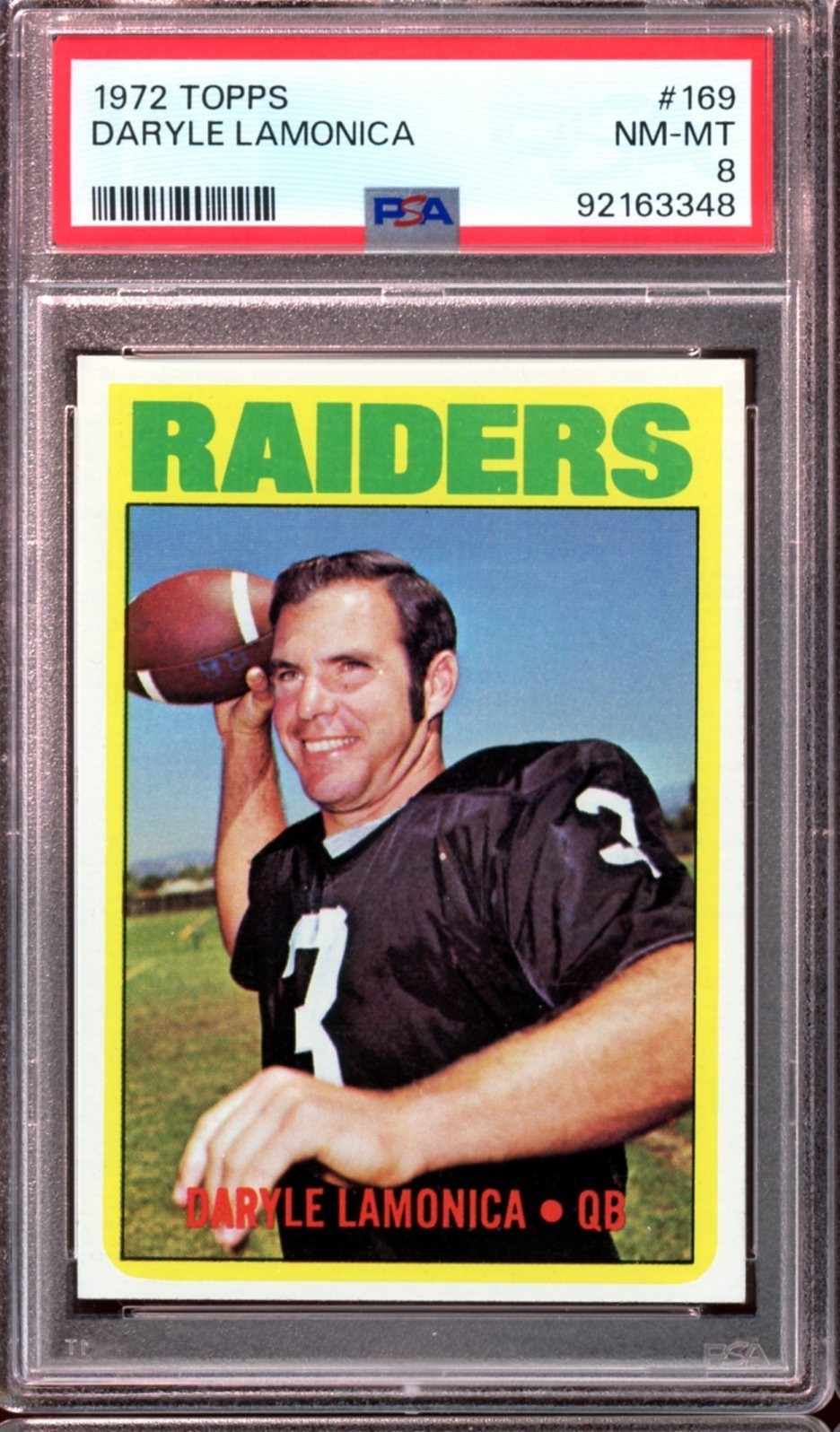 1972 Topps Football #169 Daryle Lamonica PSA 8 *d5