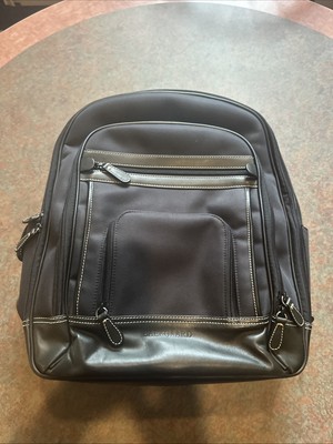Nice Baekgaard Backpack Black Italian Leather Trim Nylon Laptop Bag USA Plaid