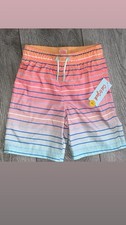 Cat  Jack Size XS 4/5 Boys Swim Trunks Striped UPF 50 New W Tags Multicolor