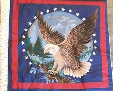 Patriotic Quilt 72 x 70 Red White Blue Eagle Stars 4th of July Handmade
