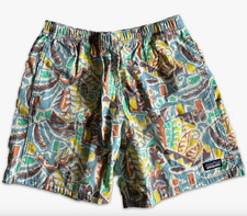 NEW Patagonia Kids Funhoggers Cotton Shorts Boys LARGE 12 Thiving Lago Blue