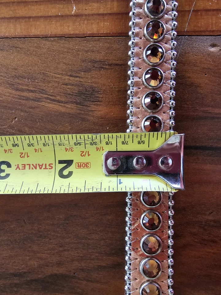 Cinto feminino BB Simon grande bronzeado cravejado de cristal ocidental Swarovski Bling cowgirl - Imagem 4 de 4