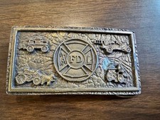 Tiffany Studio Metal Firefighter Symbol Belt Buckle Vintage Used