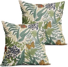 Spring Summer Leaf Pillow Covers 18X18 Inch 18" x 18" Pack of 2 C-butterfly