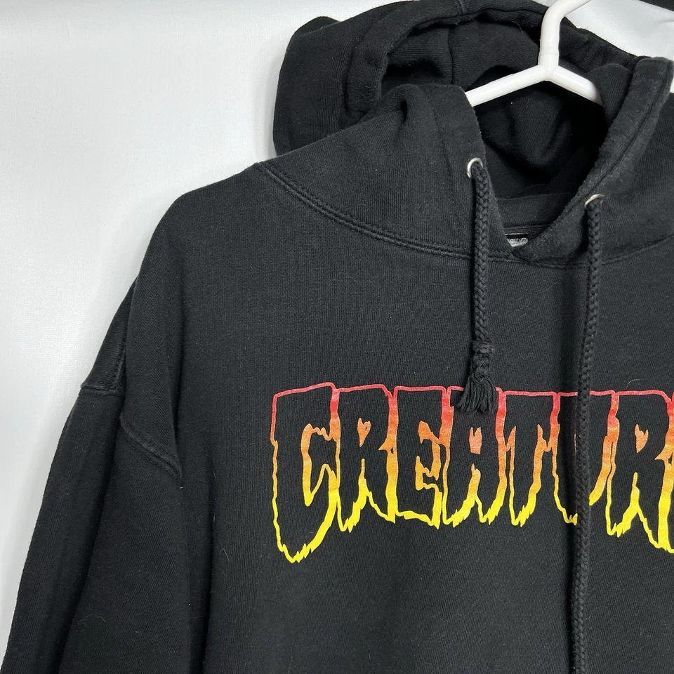 Sudadera con Capucha Creature Skateboards Para Hombre Grande Logo Pullover Negro Brezo/Naranja Foto 3 de 4