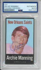 1972 NFLPA FABRIC CLOTH SIGNED ARCHIE MANNING HOF RC CARD PSA DNA COA AUTOGRAPH