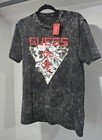 Guess Men Short Sleeve T-Shirt  Black Crewneck Embossed Logo Triangle Size M