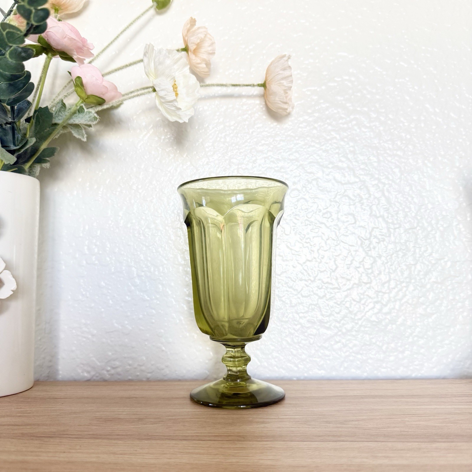 Vintage Imperial Glass Old Williamsburg Verde Green Goblet – Colonial Style