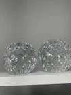 Waterford Crystal Lismore 3" Round Ball Tapered Candle Holders HEAVY Vintage