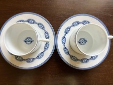 HERMES Chaine d'Ancre Blue Demitasse Cup  Saucer Set of 2 No Box