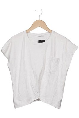 MANGO T-Shirt Damen Shirt Kurzärmliges Oberteil Gr. M Baumwolle Weiß #67ouksy