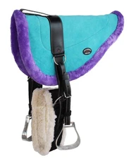 Horse SADDLE PAD WESTERN BAREBACK Suede Leather Girth Stirrups 39171-174