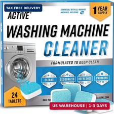 Washing Machine Cleaner Descaler 24 Pack - Deep Cleaning Tablets For HE Front Lo