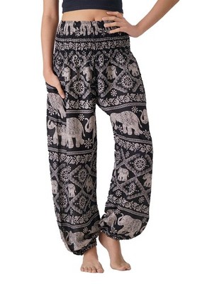 Damen Haremshose, Boho, Hippie, Yogahose mit Taschen, Locker Fließend YogaHos...