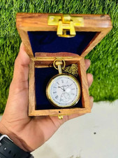Watch elgin vintage pocket Collectible Antique Brass Pocket Watch W/ Box GIFT
