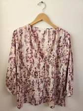Cynthia Rowley Women's Blouse Top Floral Pink Purple Large
