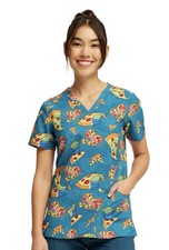 Toy Story Cherokee Scrubs Tooniforms Disney V Neck Top Pizza Size S