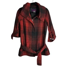Jack BB Dakota Womens Black and Red Plaid Fashion Jacket Size Small