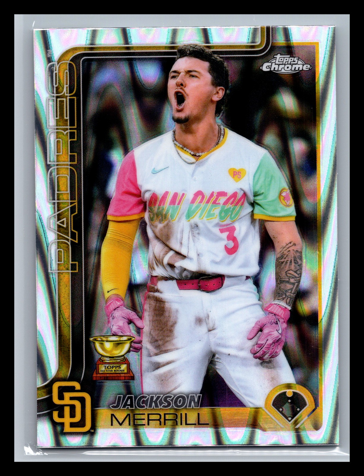 Jackson Merrill San Diego Padres #61 Topps 2025 Topps Chrome Raywave Refractors