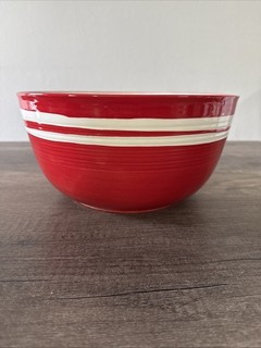 Hallmark 10.5 Red Striped Glass Bowl