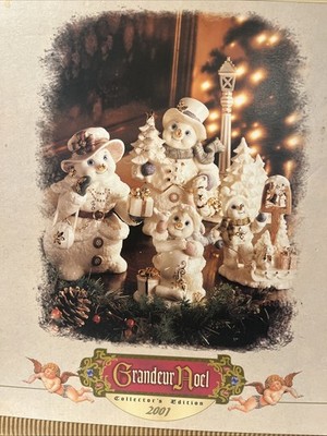 NIB Porcelain Snowman Family GRANDEUR NOEL Collectors Edition 2001 Christmas