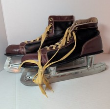 Vintage SMC Inc Shamrock Leather Ice Skates Sheffield Steel Size 12 9-4757 CAN