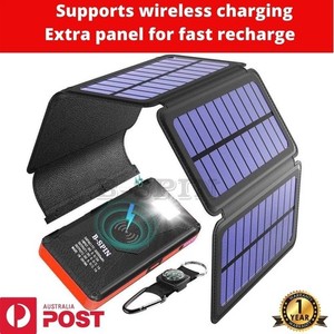 Solar Power Bank Wireless Charger Detachable 5 Panels Portable Phone Battery Pac