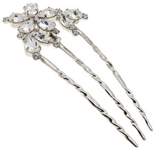 GA260 5 Inch Wedding Bridal Large U-Shape Hairpins Twist Stick Pins Silver with