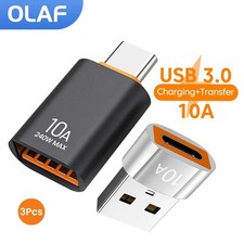 USB 3.0 OTG USB to Type C Adapter Female to USB-C Male Fast Charge 10A