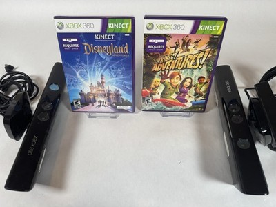 Xbox 360 Kinect Sensor Lot x2 + Disneyland Adventures Sealed & Kinect Adventures