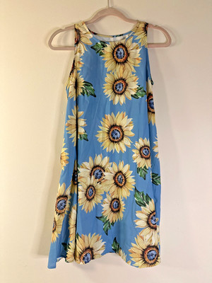 Women's Sunflower Pattern Dress - Blue - Small