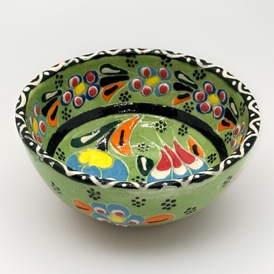 Handmade Hand Painted Ceramic Turkish Dip Sauce Bowl Trinket Candy Dish Colorful