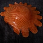 VTG Venetian Glass Bowl Murano Style Italy Orange White Clear Bowl Sunburst Gold
