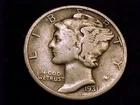 1931-P  Mercury Dime,  Very Good nearly Fine Grade.