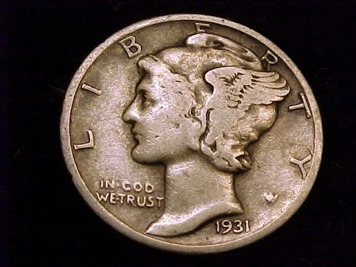 1931-P  Mercury Dime,  Very Good nearly Fine Grade.