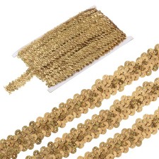 5 Yards 0.8 Inch Elastic Sequins Trim 2 Row Flat Sequin Strip, Rose Gold