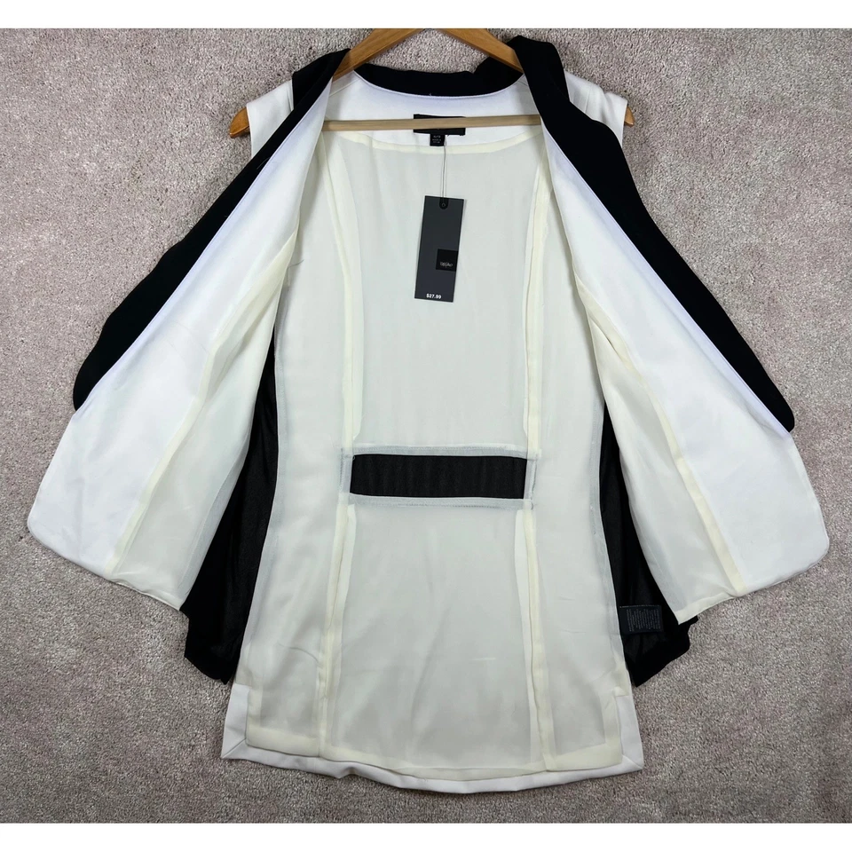 NWT Mossimo Ivory Black Sleeveless Vest with Attached Sleeve Sheer Panel XL Chic - Image 4 of 4
