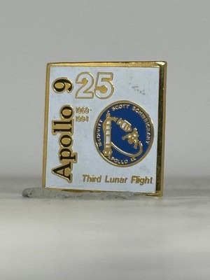 Apollo 9 Enamel Pin: Gold Trim Square - 25th Anniversary Accessory