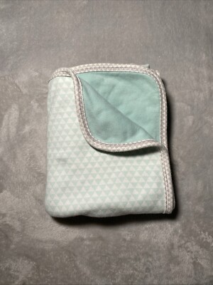 Skip Hop Reversible Baby Blanket Triangle White Teal Receiving Jersey Knit Lovey