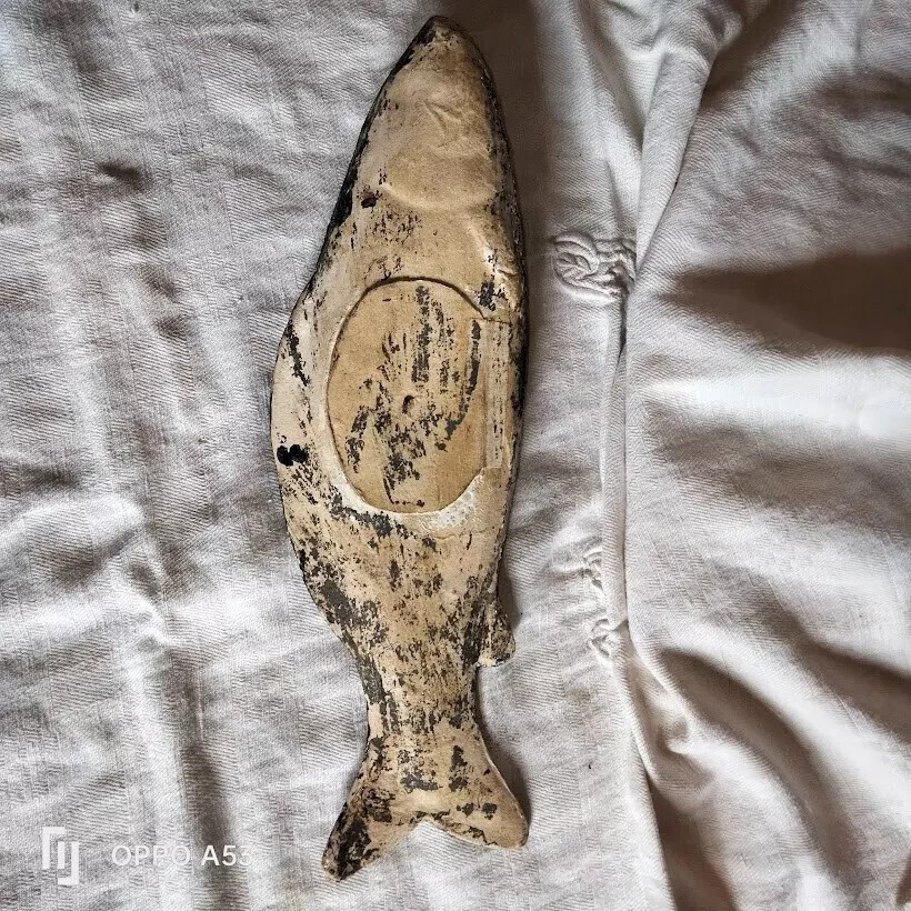 28cm BOITE à bonbons papier mâché Dresdner TROUT/ TRUITE yeux en verre