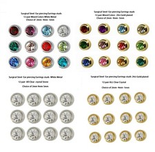 Hypoallergenic Sterilized Piercing Studs Earrings Clear Crystal OR Colour-12Pair