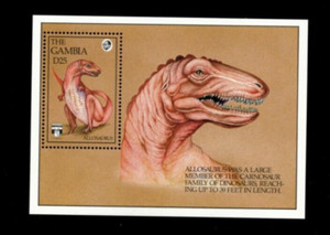 VINTAGE CLASSICS - Gambia 1992 - Dinosaurs - Souvenir Stamp sheet Scott 1291 MNH