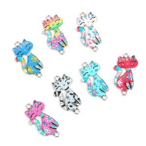 10Pc Alloy Colorful Gecko Connector Charms Fit DIY Necklace Bracelet Making Cute
