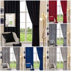 Crushed Velvet Curtains Pair of Eyelet Ring Top Fully Lined Ready Made Curtains