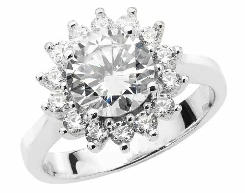 Anelli di lusso con gemme trasparente in argento sterling zircone