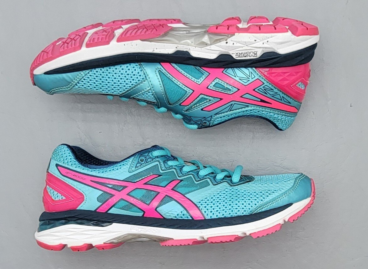 Asics Gel GT 2000 Running Shoes White Blue Teal Pink Womens Size