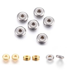200pcs 304 Stainless Steel Flat Round Spacer Beads Smooth Mini Loose Craft 4 8mm