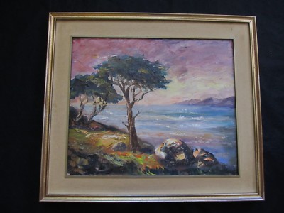 Beautiful 1960 Navy Signed FRED ''Sunset Coastline''